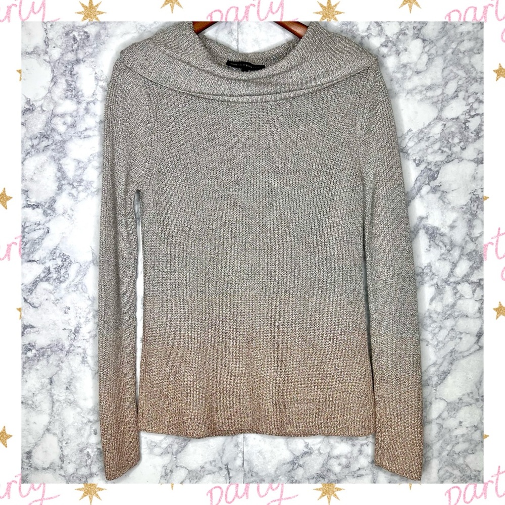 WHBM Metallic Ombré Sweater Women Medium Cowl Neck Shimmer Knit